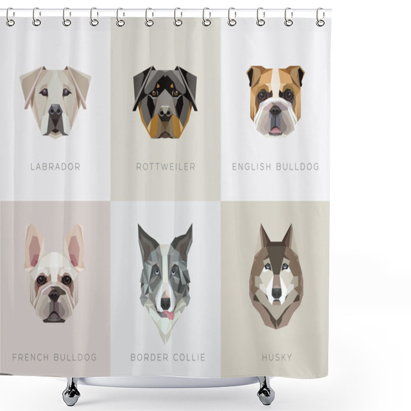 Personality  Modern Contemporary Geometric Dog Breeds Shower Curtains