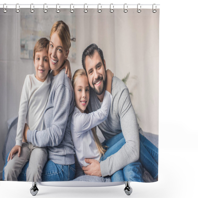 Personality  Happy Parents And Kids Shower Curtains