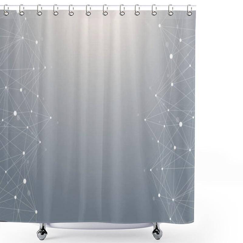 Personality  Geometric Graphic Background Molecule And Communication. Big Data Complex With Compounds. Lines Plexus, Minimal Array. Digital Data Visualization. Scientific Cybernetic Vector Illustration. Shower Curtains