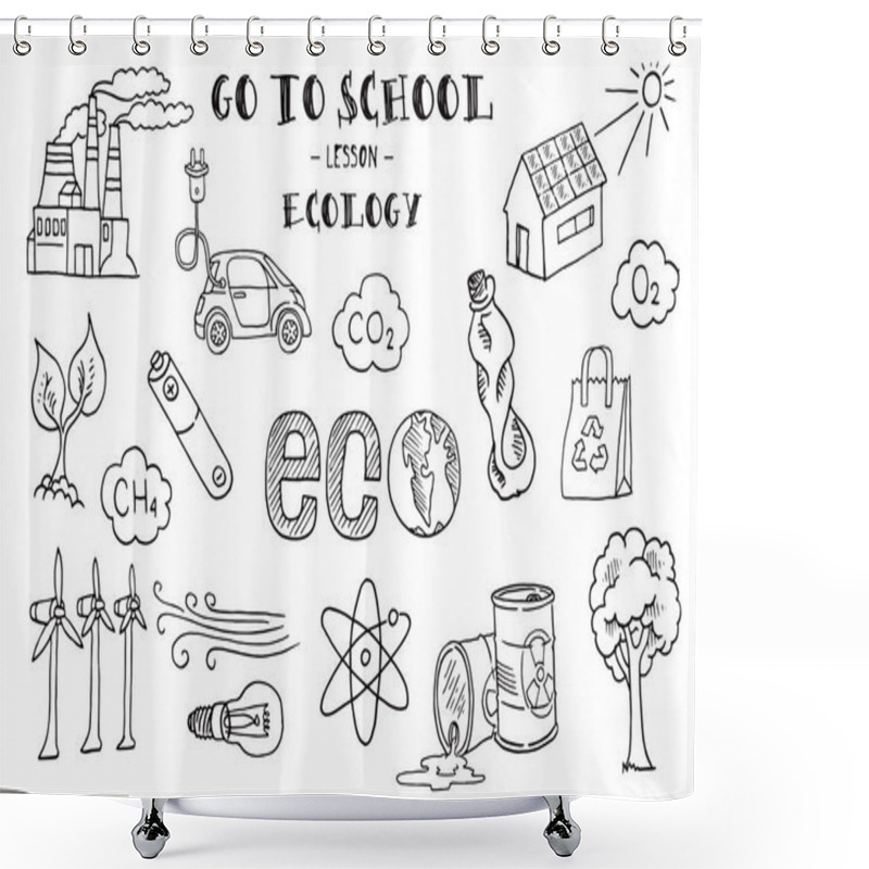 Personality  Hand Drawn Signs Of Ecology Theme, Vector Illustration On White Background Shower Curtains