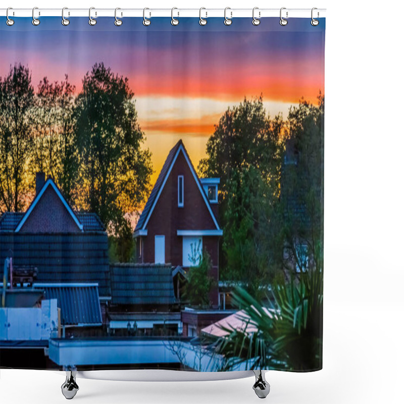 Personality  Village Scenery Of Rucphen During Sunset, Small Rustic Village In The Netherlands, Dutch Architecture Shower Curtains