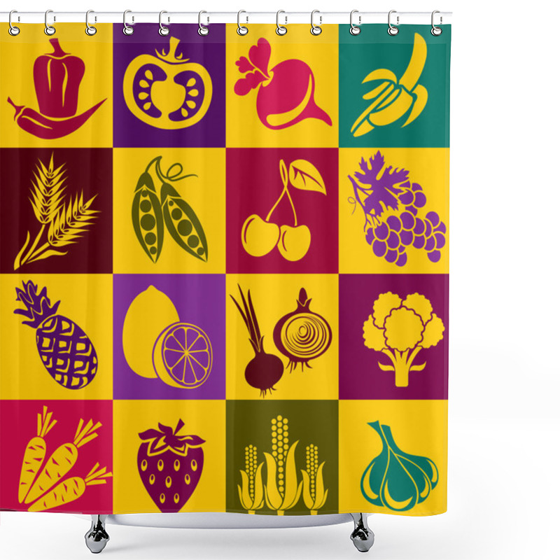 Personality  Fruits And Vegetables Shower Curtains