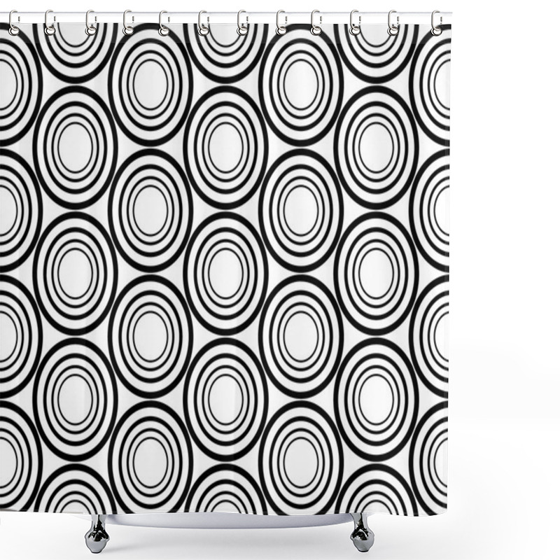 Personality  Vector Modern Seamless Geometry Pattern Circles Concentric, Black And White Abstract Geometric Background, Trendy Print, Monochrome Retro Texture, Hipster Fashion Design Shower Curtains