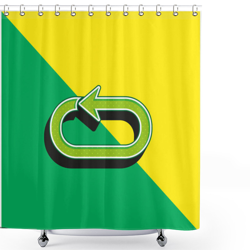 Personality  Arrow Loop Green And Yellow Modern 3d Vector Icon Logo Shower Curtains