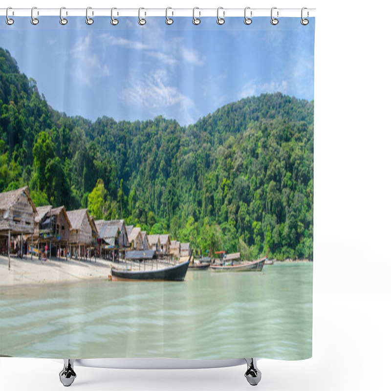 Personality  Fishing Village At Moo Koh Surin Shower Curtains