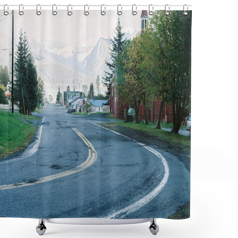 Personality  Bend In Road In Seward Alaska Shower Curtains