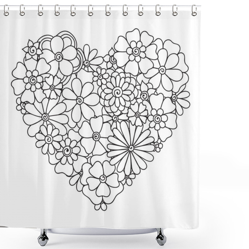 Personality  Zentangle Abstract Flowers. Doodle Flower. Vector Illustration Shower Curtains