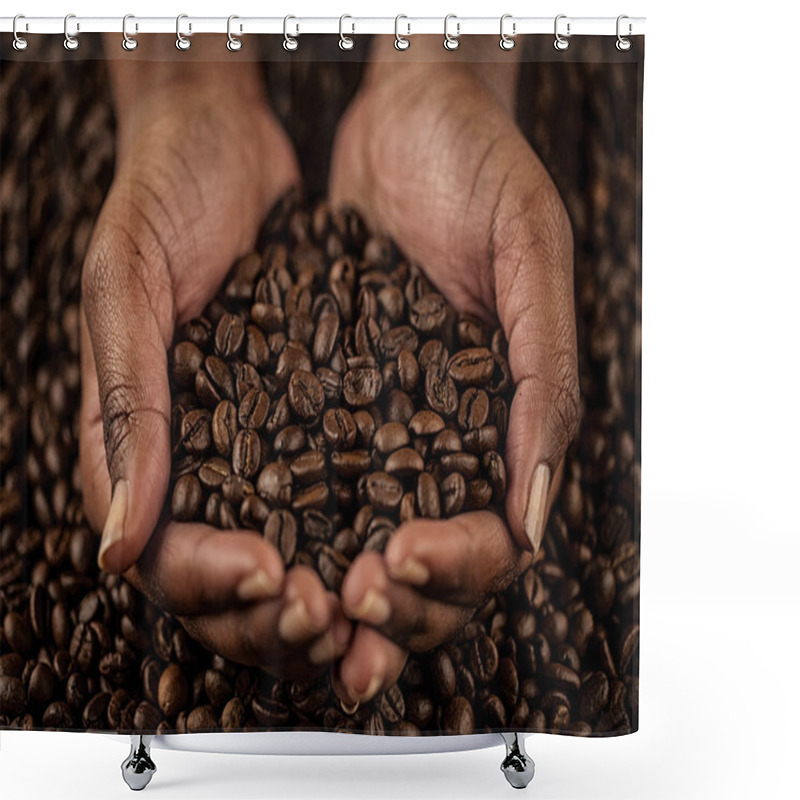 Personality  Hands Holding Coffee Shower Curtains