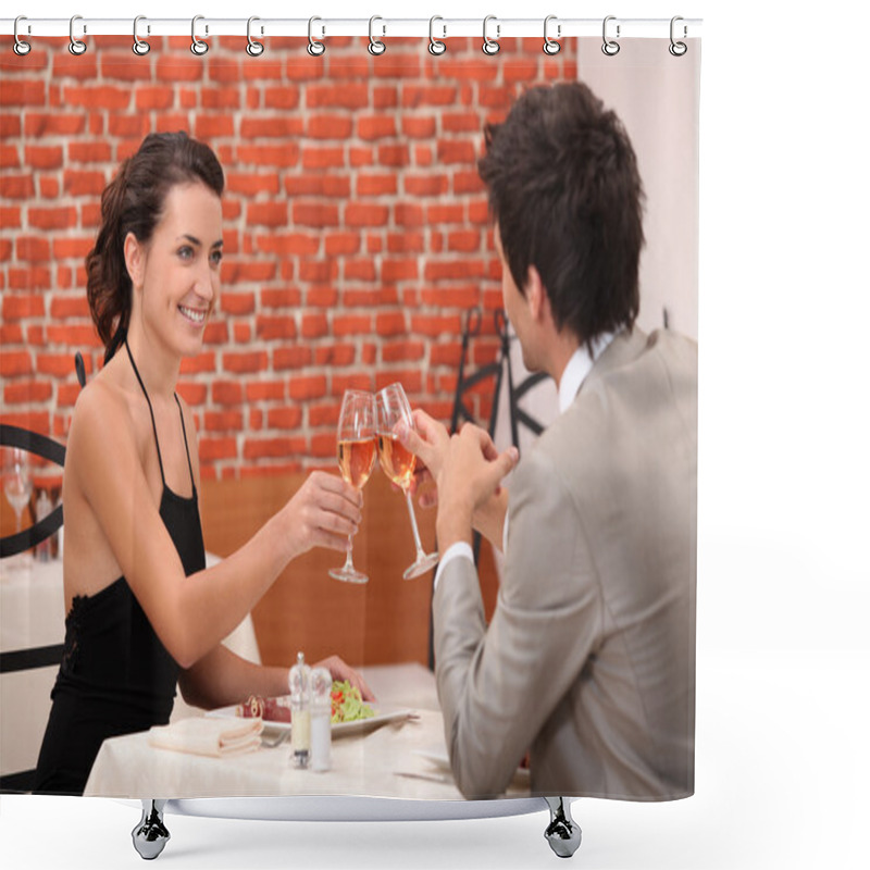 Personality  Elegant Couple Dating In A Restaurant Shower Curtains