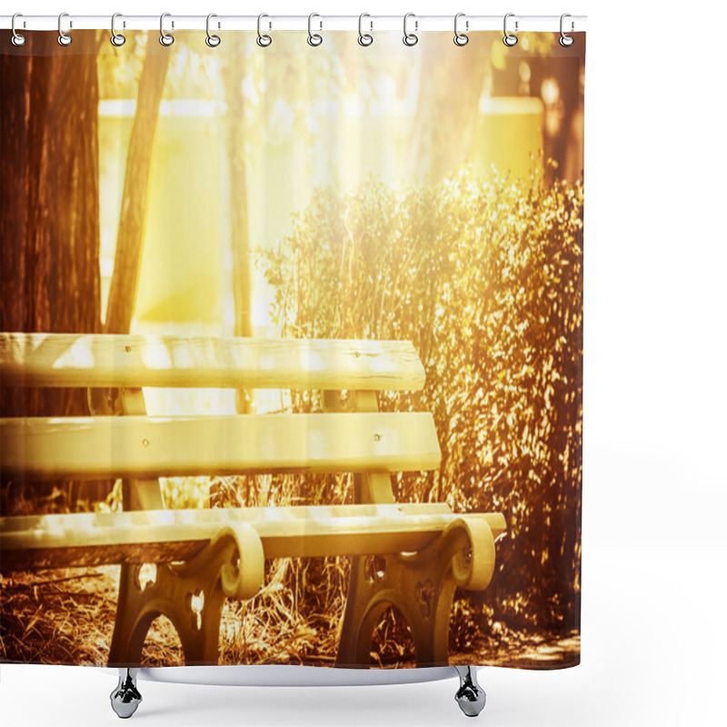 Personality  Wooden Bench In The Park Shower Curtains