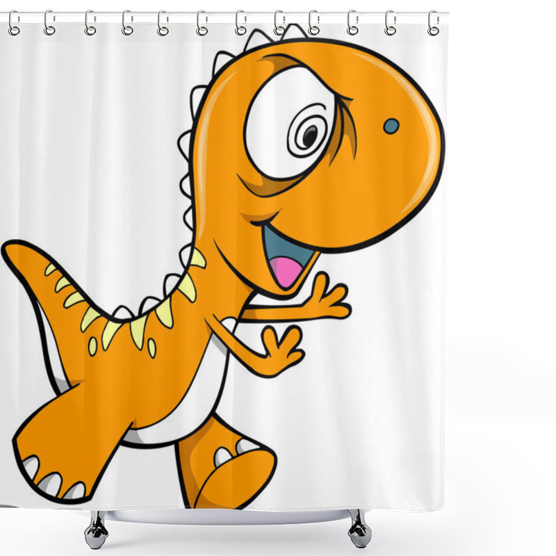 Personality  Crazy Orange Dinosaur Animal Vector Illustration Art Shower Curtains