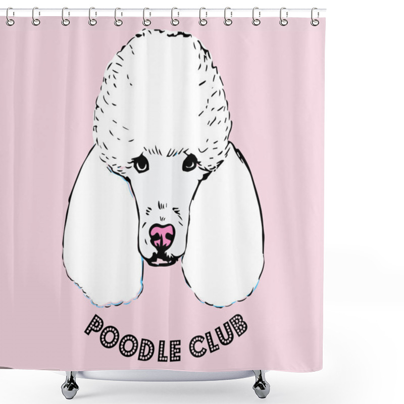 Personality  Poodle Isolated On White Background. Shower Curtains