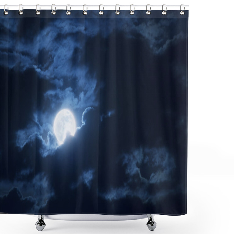 Personality  Dramatic Nighttime Clouds And Sky With Beautiful Full Blue Moon Shower Curtains