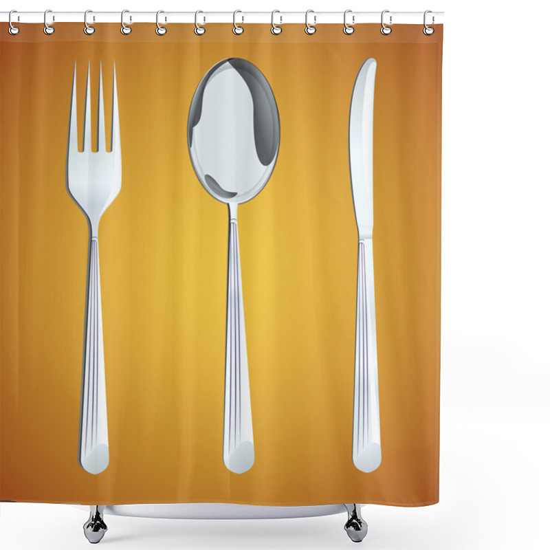 Personality  Spoon,fork And Knife. Vector Illustration Shower Curtains