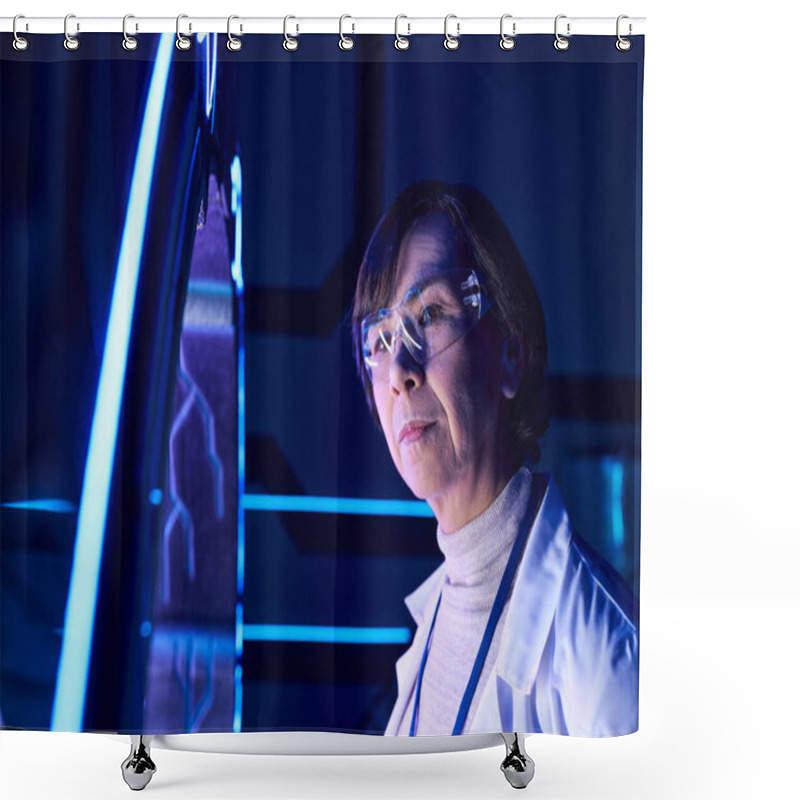 Personality  Future-oriented Middle Aged Scientist Exploring Experimental Equipment Discovery Center Shower Curtains