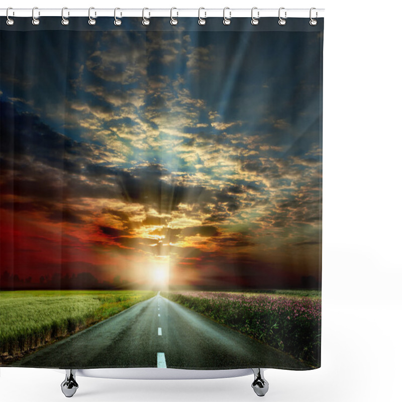 Personality  The Road Into The Sunset Shower Curtains