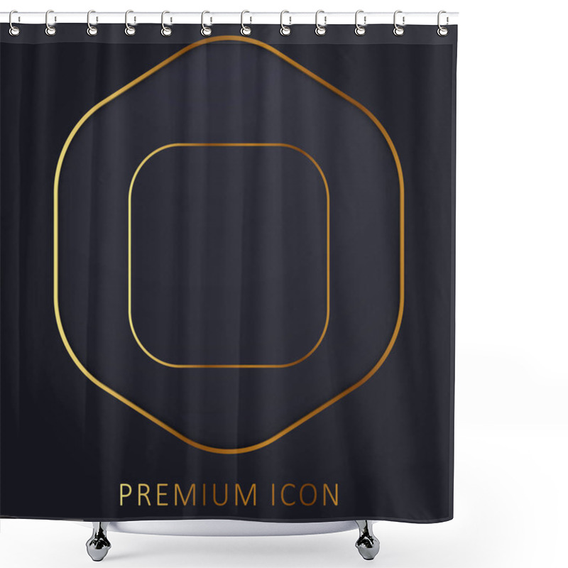 Personality  Black Rounded Square Shape Golden Line Premium Logo Or Icon Shower Curtains