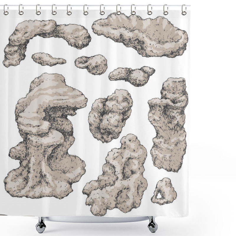 Personality  Underwater Rocks Set On White Shower Curtains