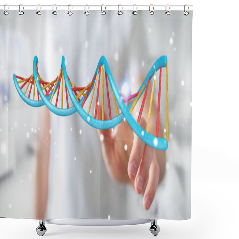 Personality  Businessman Using Modern DNA Structure 3D Rendering Shower Curtains