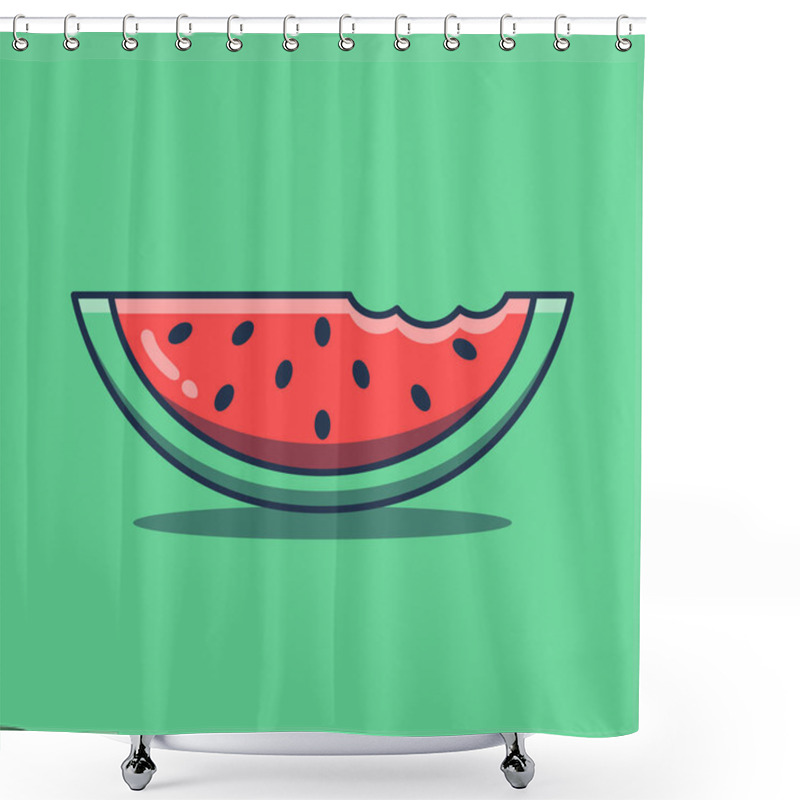 Personality  Vector Illustration Of A Bitten Watermelon Cartoon Icon Shower Curtains