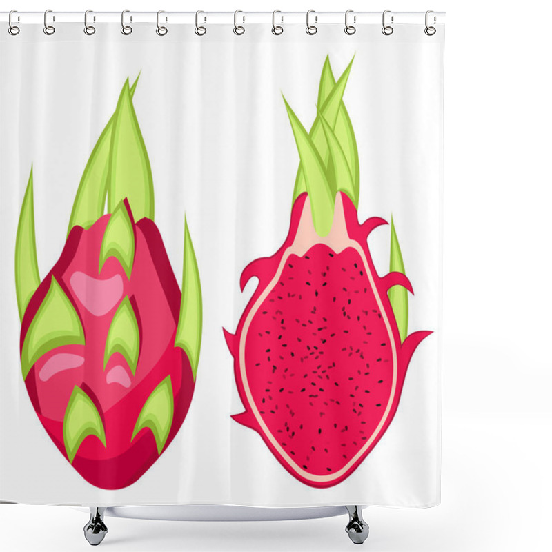 Personality  Pitahaya Red, Dragon Fruit Vector Illustration. Shower Curtains