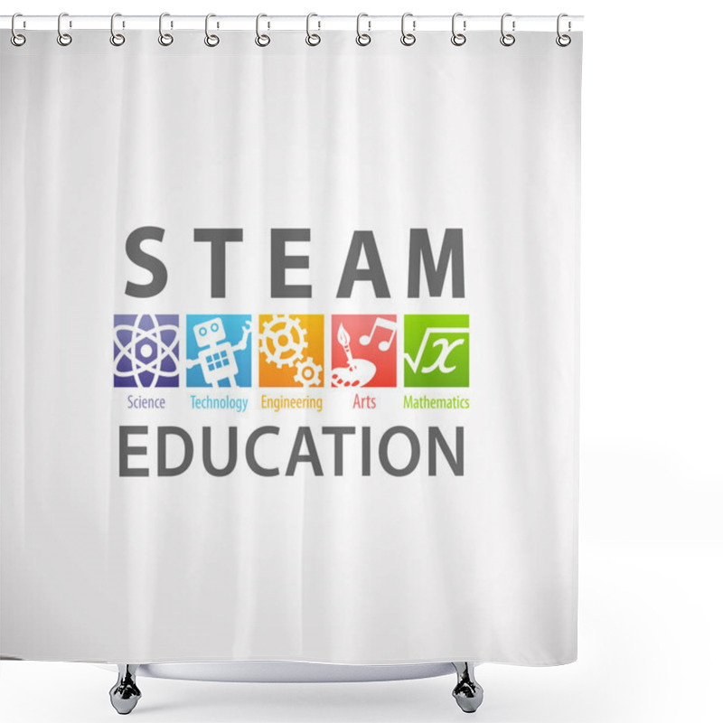 Personality  STEAM STEM Education Concept Logo. Science Technology Engineering Arts Mathematics Shower Curtains