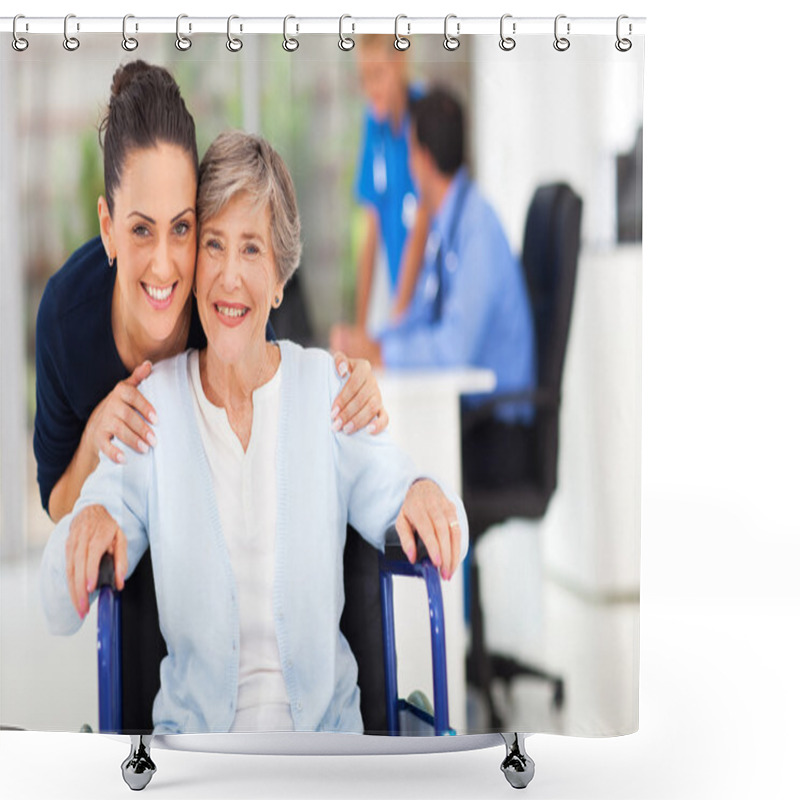 Personality  Adult Daughter Accompanying Senior Mother Visiting Doctor Shower Curtains