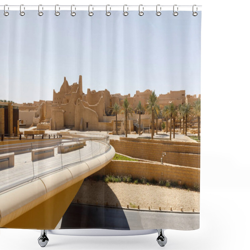 Personality  Pedestrian Bridge To The Historic District Al-Diraiyah Of Riyadh In Saudi Arabia Shower Curtains