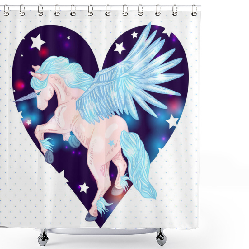 Personality  Vector Illustration Of Of Winged Pegasus Shower Curtains