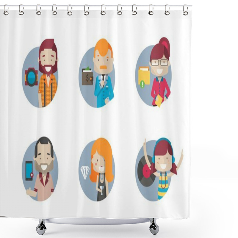 Personality  Hipster Avatars Shower Curtains