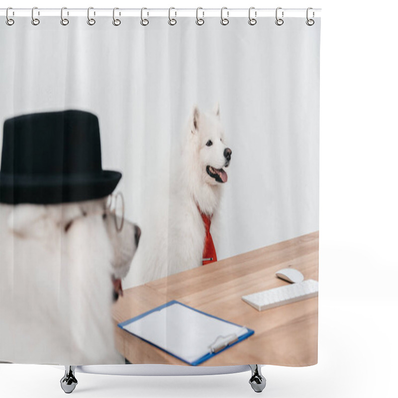 Personality  Business Dogs At Workplace Shower Curtains