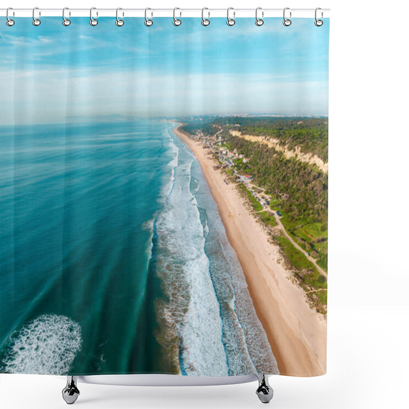 Personality  Aerial Drone View Of Costa Da Caparica In Lisbon Shower Curtains