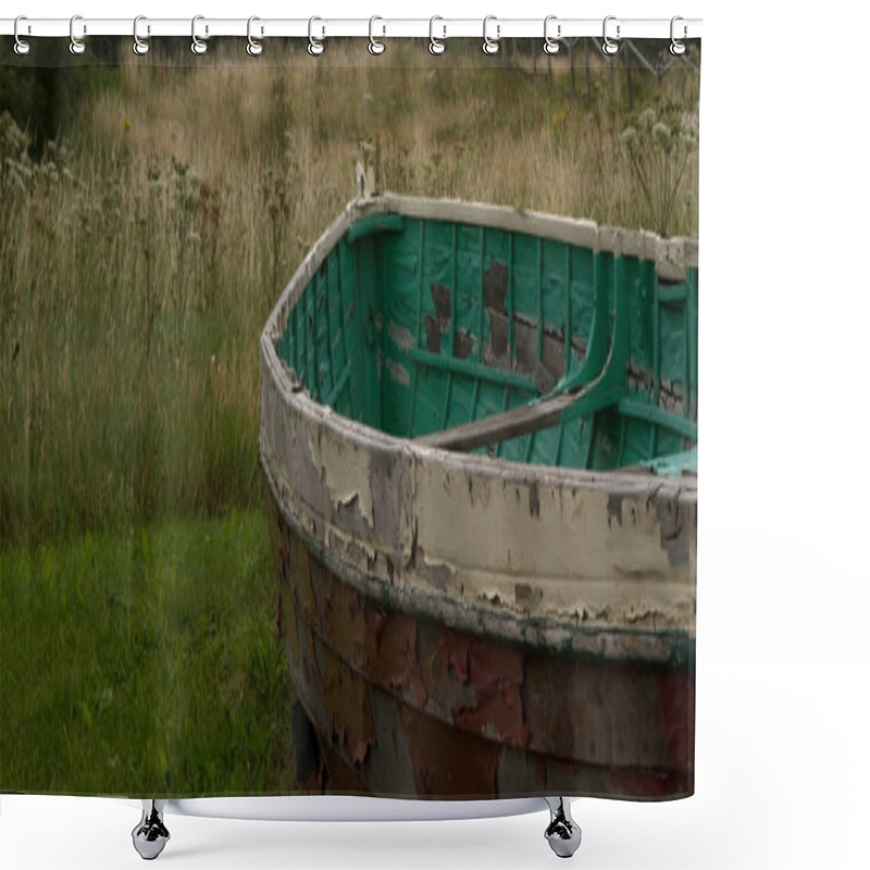 Personality  Dilapidated Boat 2 Shower Curtains