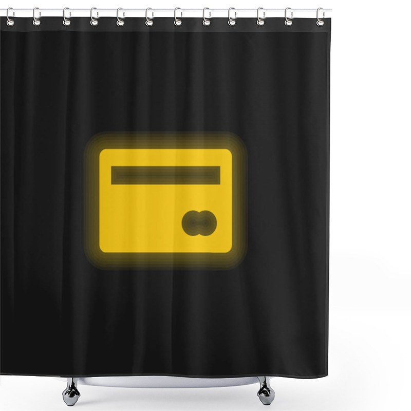 Personality  Big Credit Card Yellow Glowing Neon Icon Shower Curtains