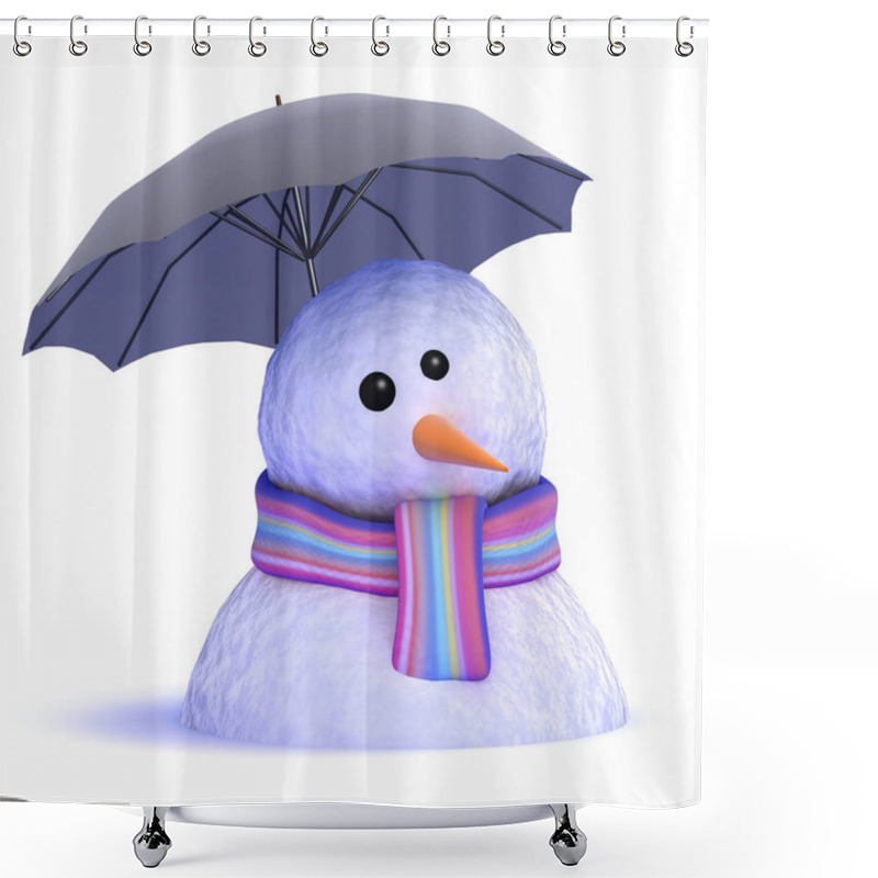 Personality  3d Melting Snowman Under Umbrella Shower Curtains