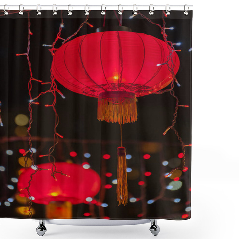 Personality  Red Chinese Lanterns At Mid-Autumn Festival Shower Curtains