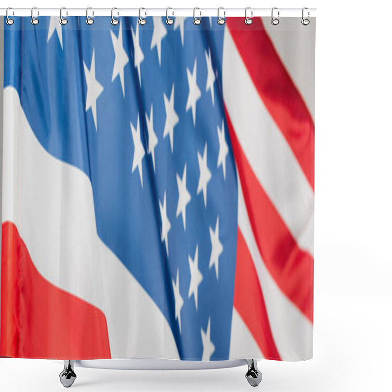 Personality  Close Up Of Flag Of America With Stars And Stripes, Banner Shower Curtains