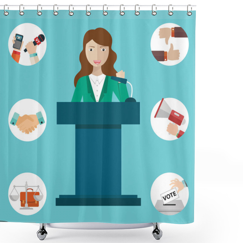 Personality  Woman Politician Having Speech Shower Curtains