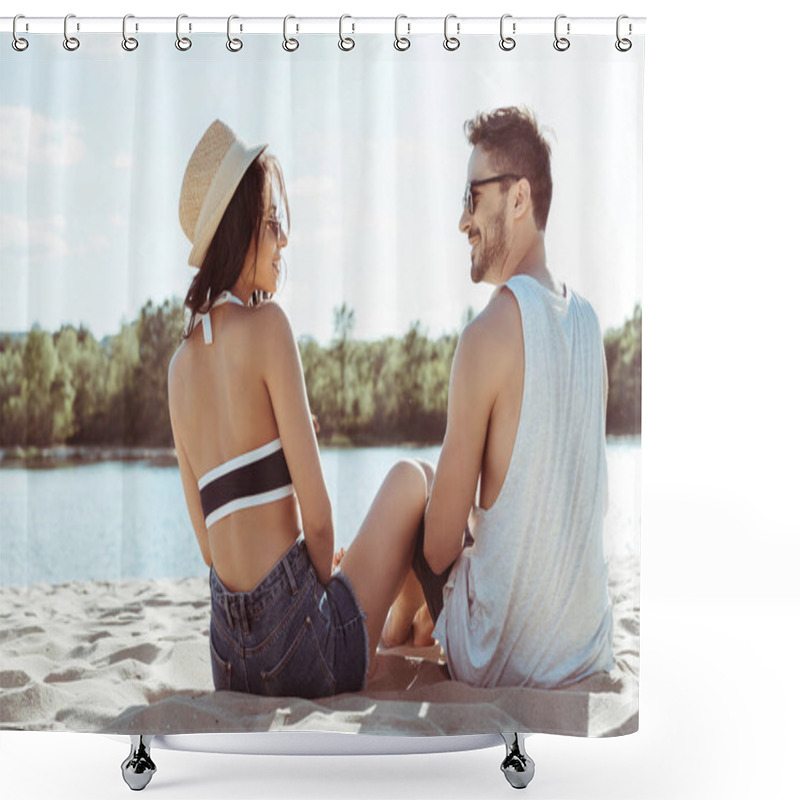 Personality  Couple Resting On Beach Shower Curtains