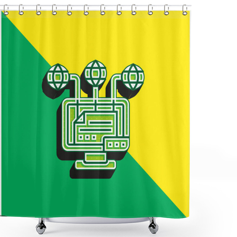 Personality  Attribution Green And Yellow Modern 3d Vector Icon Logo Shower Curtains