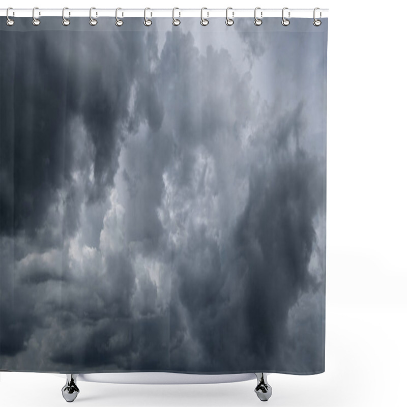 Personality  Dark Storm Clouds Before Rain Used For Climate Background. Clouds Become Dark Gray Before Raining. Abstract Dramatic Background. Shower Curtains