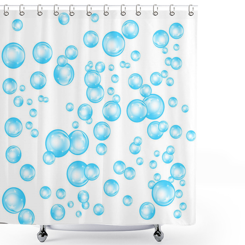 Personality  Realistic Soap Bubbles Set Isolated On The White Background. Vector Illustration Shower Curtains