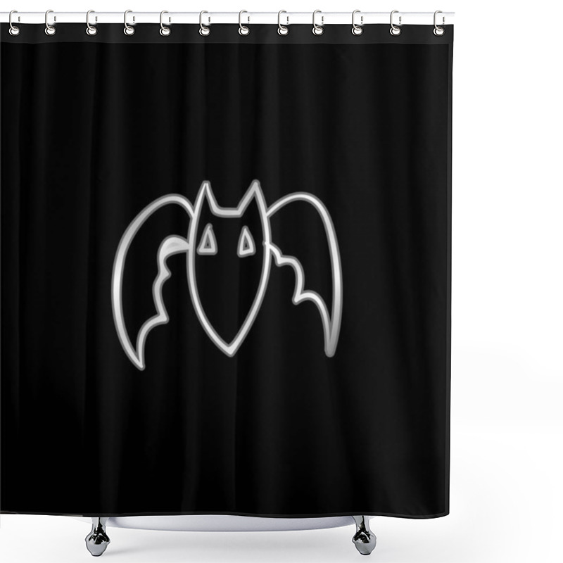 Personality  Bat Outline Silver Plated Metallic Icon Shower Curtains