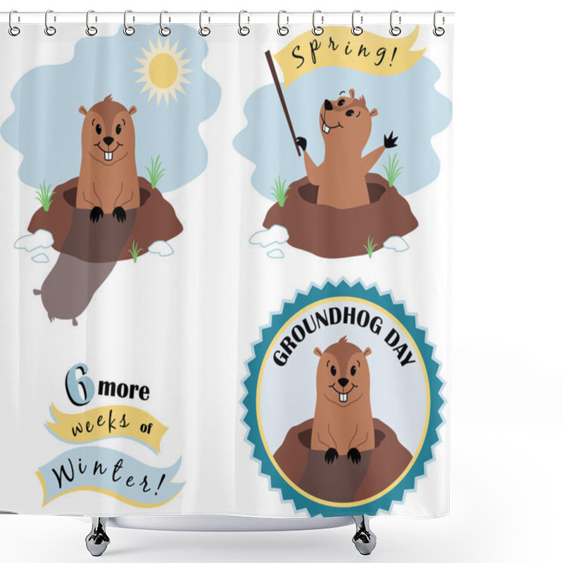 Personality  Groundhog Day Set Shower Curtains