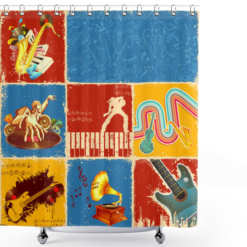 Personality  Music Collage Shower Curtains