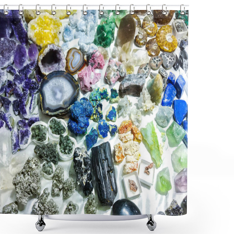 Personality  Assorted Beautiful Gemstones And Crystals Shower Curtains