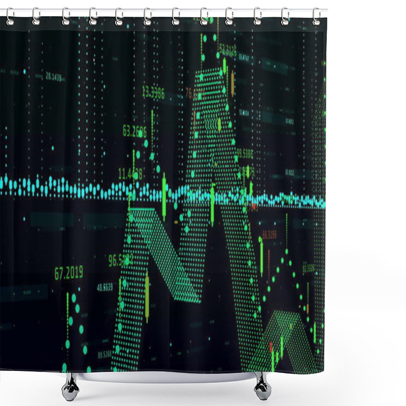 Personality  Image Of Digital Data Processing Over Black Background. Global Connections, Computing And Data Processing Concept Digitally Generated Image. Shower Curtains