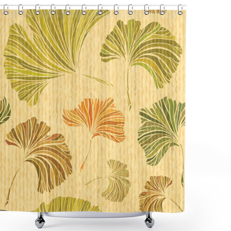 Personality  Ginkgo Leaves Vector Seamless Pattern Shower Curtains