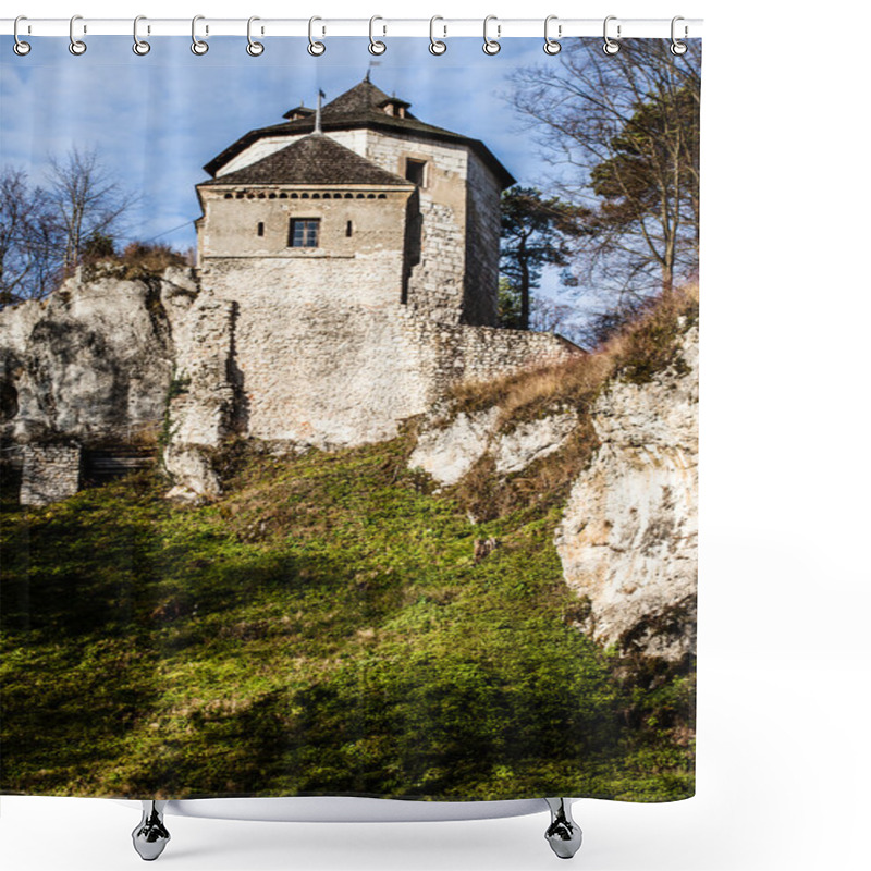 Personality  Castle Ruins On A Hill Top In Ojcow, Poland Shower Curtains