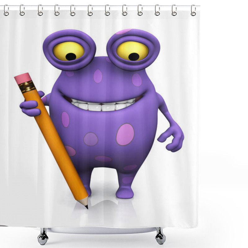 Personality  A Spotted Monster Holding A Large Pencil. Shower Curtains